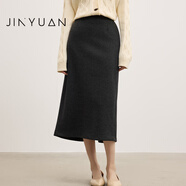 金苑（JINYUAN）直筒半身裙女2025秋冬新款通勤氣質(zhì)毛呢A字中長(cháng)裙子B255102 深灰 M
