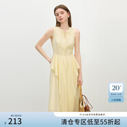 范思藍(lán)恩設(shè)計(jì)感荷葉邊無袖圓領(lǐng)連衣裙女夏季2025新款度假風(fēng)中長款裙子2392 冰沙黃 S