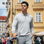 布先生簡(jiǎn)約翻領(lǐng)純棉針織T恤2025秋冬新款針織衫秋裝上衣男裝長(cháng)袖BT16882 淺花灰 L (175)