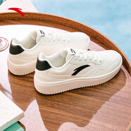 安踏（ANTA）輕松板鞋男鞋冬季新款保暖低幫小白鞋運動(dòng)鞋防輕便防滑休閑鞋子 黑白色【輕程板鞋】 41