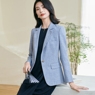 米思陽(yáng)（missshine）2025春季新款氣質(zhì)感超好看高端西裝休閑通勤面試外套女 灰藍色現貨直發(fā) S