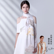 達芬奇密碼真絲絲巾女秋冬高檔桑蠶絲綢披肩圍巾絲巾媽媽生日禮物女 若煙晚荷