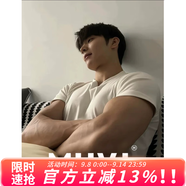 牧唯黑色正肩收袖口短袖男t恤夏季健身運動速干棉內(nèi)搭顯肌肉健身半袖 白色 XL [建議125-140斤]