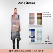 Acne Studios【預(yù)售】男女同款 格紋流蘇彩虹Vally圍巾羊毛披肩CA0084 玫粉色/丁香紫色 均碼