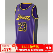 Jordan男喬丹NBA 印花Logo 洛杉磯湖人隊  速干籃球服DO9530-508紫2XL
