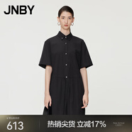 江南布衣（JNBY）夏季女裝連體衣寬松休閑直筒襯衫領(lǐng)通勤風(fēng)5O4F14110 001/本黑 M
