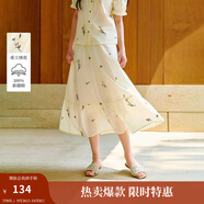 茵曼（INMAN）文藝連衣裙2025夏季女裝新款花邊桃心領收腰泡泡袖長裙 淡香杏-18525726 XL
