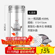 諾亞口杯雙層玻璃杯男女士家用高檔送禮泡茶水杯隔熱茶杯車載透明杯 1#【一帆風(fēng)順】普450ml