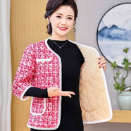 穿搭語(yǔ)錄（Chaundayulu）中老年外套女七分袖冬加絨保暖短袖棉衣外穿媽媽裝半袖棉馬甲女 紅色 XL 建議105斤以下