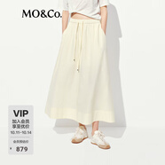 MO&Co.半身裙UPF50+防曬夏抽繩高腰大裙擺輕戶外MBE2SKT059 嫩黃色 L