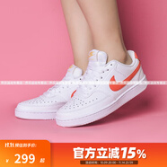 NIKE女鞋 COURT VISION 舒適透氣運動休閑板鞋 紅勾 白色CD5434-112 35.5 35.5碼