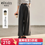 Olrain歐芮兒茶褐色休閑褲女春季2025新款純色氣質(zhì)高腰闊腿褲 茶褐色 XL 170/76A/XL