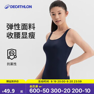 迪卡儂（DECATHLON）泳衣女連體三角抗氯游泳服顯瘦大碼泳裝泡溫泉深藍(lán)4230020