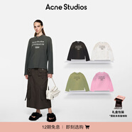 Acne Studios 男女同款 做舊1996印花寬松落肩長(cháng)袖T恤上衣CL0197 淡黑色 XS -女 / XXS-男