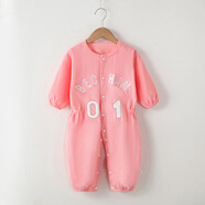 繽麗貓寶寶爬爬服秋冬款一體式連體罩衣哈衣爬行男童女童外穿防臟外套 連體罩衣-粉色棒球服 90cm