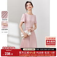 尚都比拉設(shè)計(jì)感拼接連衣裙夏季高級(jí)感氣質(zhì)百褶裙小個(gè)子中長(zhǎng)裙子 粉陶色 XL