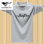 七匹狼夾克專(zhuān)家100%純棉春秋男士長(cháng)袖t恤寬松潮流秋衣大碼潮青年印花上衣打 SP  灰色 【單件】 M *100-115斤