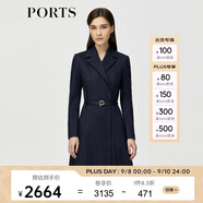 PORTS寶姿秋冬新品女裝長袖中長連衣裙ALM9N013LCF030 丈青-3 S (4)