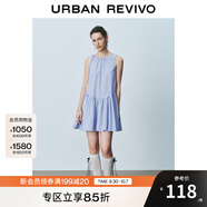 UR2025夏季新款女裝撞色格紋無(wú)袖連衣裙UYU750086 藍色格子 XL