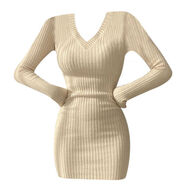 鴻思麟伊（HONGSILINYI）法式V領(lǐng)修身打底針織連衣裙女內(nèi)搭毛衣包臀裙韓國chic秋冬復(fù)古小 法式杏色【96.85%+溫婉大氣】 S 法式【建議80-90斤】