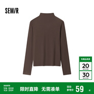 森馬（Semir）長(zhǎng)袖T恤女半高領(lǐng)吸濕發(fā)熱抗菌2024冬緊身抓絨打底衫109724101001