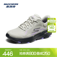 斯凱奇（Skechers）春夏女款運動跑步鞋高回彈舒適輕便透氣織物鞋面129336 女款-淺灰色/黑色/LGBK 35