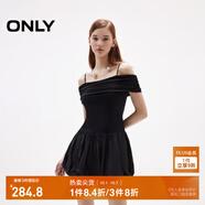 ONLY2025秋季新款拼接純色一字肩花苞裙短裙連衣裙女|125161024 H1Z黑色 M