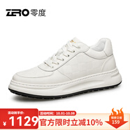 零度zero官方板鞋男2024春夏新款時(shí)尚格紋小白鞋輕便厚底舒適休閑鞋男 白色 40