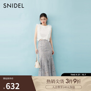 SNIDEL2025春夏新品優(yōu)雅百搭高腰蕾絲鏤空鉤花半身裙SWFS252012 灰色 M (1)