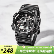卡西歐（CASIO）手表男十年電力 戶外運動男表 多功能石英學生手表學生表 AEQ-110W-1A