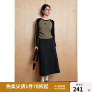 獨束大碼女裝可拆卸設(shè)計感兩穿高腰寬松顯瘦工裝半身裙2024秋季新 摩登黑 XL (尺碼：3)