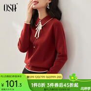 歐莎（OSA）千金小香風(fēng)減齡內搭娃娃領(lǐng)針織衫2025秋新款打底衫毛衣女上衣氣質(zhì) 紅色 L