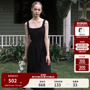 Teenie Weenie小熊白色連衣裙2025夏季新款優(yōu)雅氣質(zhì)黑色法式連身裙 黑色 M