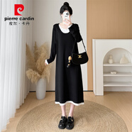 皮爾卡丹胖妹妹mm2025顯瘦中長(zhǎng)款直筒毛衣裙長(zhǎng)袖大碼秋冬圓領(lǐng)針織連衣裙 黑色 M 建議95-110體重