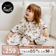 nest designs嬰兒睡袋嬰幼兒兒童竹棉紗布寶寶分腿防踢被四季通用 葡萄樹下-雙層（建議室溫26-28℃） 90碼(建議身高80-90cm)年齡1.5-2歲