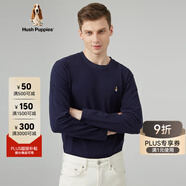 暇步士（Hush Puppies）男士春秋易穿搭簡(jiǎn)約基礎(chǔ)圓領(lǐng)長(zhǎng)袖T恤 095深藍(lán)3 3XL