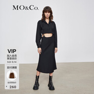 MO&Co.連衣裙短款背帶連衣裙鏤空長(zhǎng)袖連衣裙摩安珂 黑色 S 160