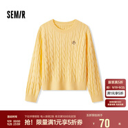森馬（Semir）森柔毛衫|毛衣女絞花溫柔寬松2024冬圓領(lǐng)刺繡套頭衫109724107002