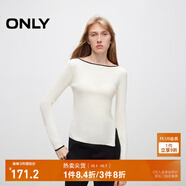 ONLY秋冬時(shí)尚撞色一字領(lǐng)開(kāi)叉修身毛衣針織衫女|124324013 A06 太古白色 L (170) 88A