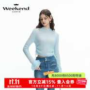 卓雅周末（JORYA weekend）森林兔party丨24秋新品綁帶收腰半高領綿羊毛打底針織衫Q240631Z 冰河綠 S