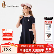 暇步士（Hush Puppies）童裝兒童女童夏季新款輕薄透氣休閑時尚Polo連衣裙 藏藍(lán) 110 cm