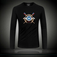 EmporioArmani阿瑪尼歐美秋季百搭男士長(cháng)袖T恤修身圓領(lǐng)純棉打底衫潮t 7201款黑 L 【120-140斤】