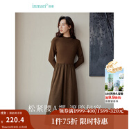 茵曼（INMAN）2025秋冬女裝新款燈芯絨連衣裙新品長袖休閑針織禮服中長裙子 咖啡色 M