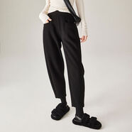 索菲絲爾2025冬季新款時(shí)尚寬松顯瘦松緊腰保暖加絨休閑哈倫褲女士 黑色 40 28