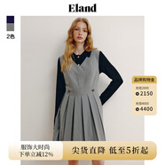 ELAND衣戀連衣裙女格雷系學(xué)院風背心連衣裙百褶下擺裙子 灰色(15)Grey M 165