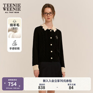 Teenie Weenie小熊女裝簡(jiǎn)約時(shí)尚針織開衫25春季休閑法式淑女毛衣學(xué)院 藏青色 S (160)