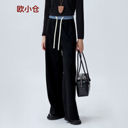 歐小倉黑標星空呢系列 軟糯垂順秋冬毛呢感 香蕉長(cháng)褲松緊腰超模褲1649 黑（1741款） M