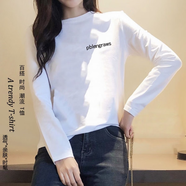 以純（YISHion）【純棉】2025春秋季新款白色韓版長(cháng)袖t恤寬松大碼女裝學(xué)生潮 【一行字母】白色(常規款) #704# S 80-100 斤