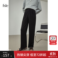 范思藍恩范思藍恩214313直筒寬松褲子女秋冬垂感高腰闊腿褲坑條針織休閑褲 黑色 M