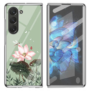 邁琪數(shù)碼（Maqi Star）適用三星zfold6手機(jī)殼w24電鍍玻璃保護(hù)套fold3/4硬殼創(chuàng)意櫻花與貓 【銀邊】蜻蜓點(diǎn)荷花 三星Z Fold4【電鍍玻璃】